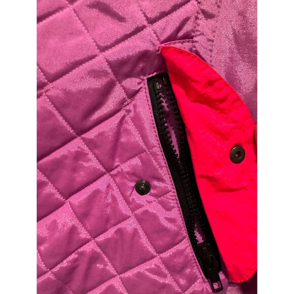 90's Roffe Skiwear Neon Pink Geometric pattern ski jacket Womens 10 - Picture 4 of 9